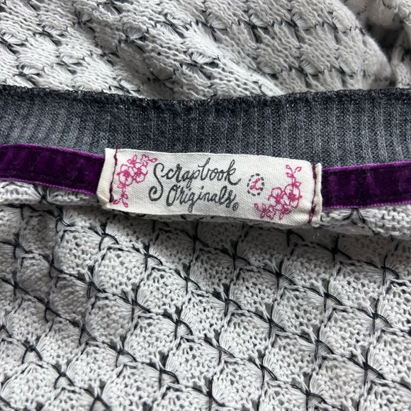 Scrapbook Cream and Gray Long Sleeve Top with Burgundy Accents - Picture 3 of 6